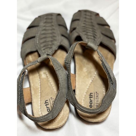 Earth Origins Balli Womens gray leather weave slingback hook & loop sandals sz 7 - Picture 5 of 9